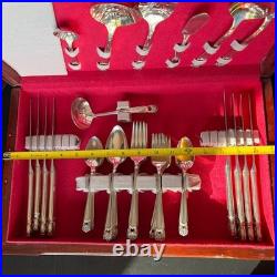 1847 Rogers Bros Int'l Silver Eternally Yours Silver Plate 55 Pcs Deluxe Case