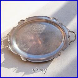 1847 Rogers Bros REFLECTION Silver Plate Large WAITER TRAY For Tea Set #9281