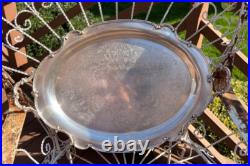 1847 Rogers Bros REFLECTION Silver Plate Large WAITER TRAY For Tea Set #9281