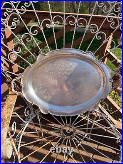 1847 Rogers Bros REFLECTION Silver Plate Large WAITER TRAY For Tea Set #9281