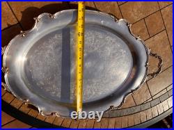 1847 Rogers Bros REFLECTION Silver Plate Large WAITER TRAY For Tea Set #9281