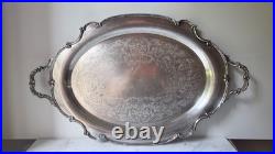 1847 Rogers Bros REFLECTION Silver Plate Large WAITER TRAY For Tea Set #9281