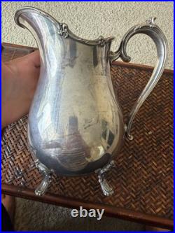 1847 Rogers Bros Reflection Silverplate Water Pitcher Vintage Footed 9217