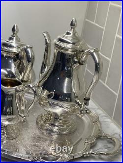 1847 Rogers Bros Remembrance Silverplate Tea Coffee Service Set w Tray 5 Pc