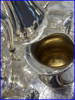 1847 Rogers Bros Remembrance Silverplate Tea Coffee Service Set w Tray 5 Pc
