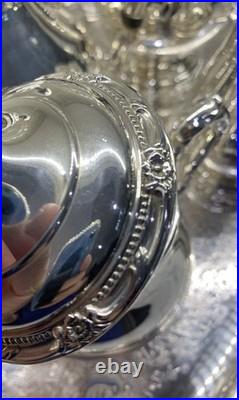 1847 Rogers Bros Remembrance Silverplate Tea Coffee Service Set w Tray 5 Pc