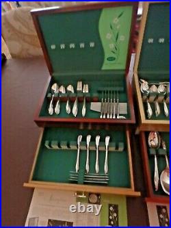 1847 Rogers Bros SPRINGTIME SILVERWARE service for 12 Silverplate 96 pcs with box