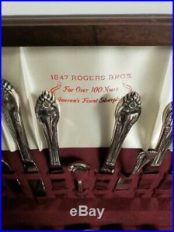 1847 Rogers Bros. Service for 12 Silverware Set + Serving Utensils and Case