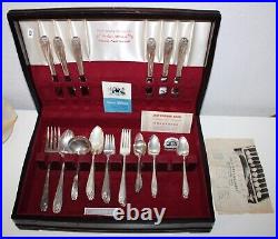 1847 Rogers Bros Silver Plate DAFFODIL Flatware Set in Box wPamphlet Cards 50 pc