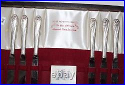 1847 Rogers Bros Silver Plate DAFFODIL Flatware Set in Box wPamphlet Cards 50 pc