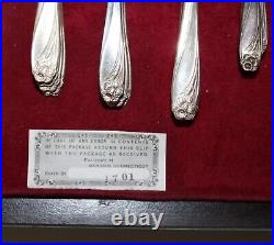 1847 Rogers Bros Silver Plate DAFFODIL Flatware Set in Box wPamphlet Cards 50 pc