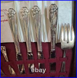 1847 Rogers Bros Silver Plate DAFFODIL & Misc Flatware Set in Box 90pcs