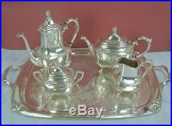 1847 Rogers Bros Silver Plate Daffodil Coffee/Tea Set Service 5 Pieces WithTray