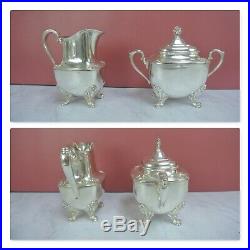 1847 Rogers Bros Silver Plate Daffodil Coffee/Tea Set Service 5 Pieces WithTray