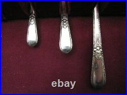 1847 Rogers Bros Silver Plate Flatware Adoration 52 pcs Silverplate withBox E
