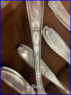 1847 Rogers Bros Silver Plate Silverware 78 Piece Flatware Set Floral EC