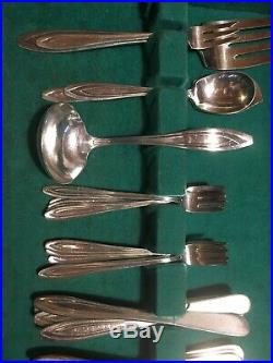 1847 Rogers Bros. Silver plate Set with SILHOUETTE Pattern 98 Pieces! NO BOX