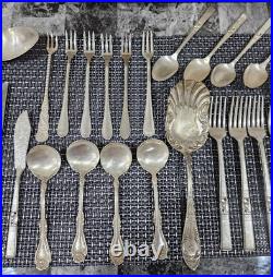1847 Rogers Bros Silverplate 48 Pc Wood Box + 50 Misc Silverplate Pieces (98pcs)