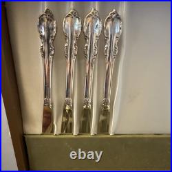 1847 Rogers Bros Silverplate 63 pc Flatware Set for 9 Floral Handles with Case