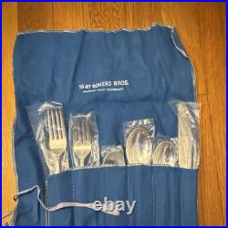 1847 Rogers Bros Silverplate 63 pc Flatware Set for 9 Floral Handles with Case
