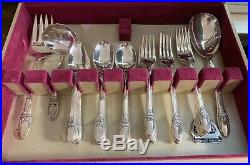 1847 Rogers Bros Silverplate First Love Service For 8 11 Serving Pieces & Case