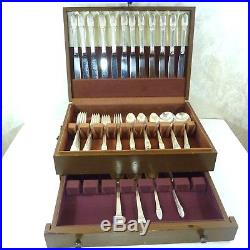 1847 Rogers Bros Silverplate Flatware 72 Pieces First Love Chest Service for 11+