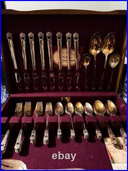 1847 Rogers Bros Silverplate Flatware Set 52 Pc Service for 8 w Chest Vintage IS