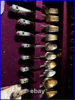 1847 Rogers Bros Silverplate Flatware Set 52 Pc Service for 8 w Chest Vintage IS