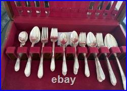 1847 Rogers Bros Silverplate Flatware Set 52 Pc Service for 8 w Chest Vintage IS
