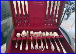 1847 Rogers Bros Silverplate Flatware Set 52 Pc Service for 8 w Chest Vintage IS