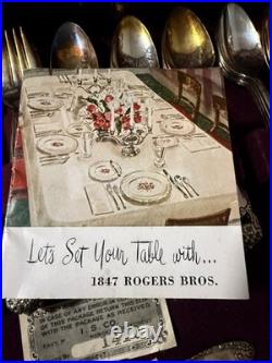1847 Rogers Bros Silverplate Flatware Set 52 Pc Service for 8 w Chest Vintage IS