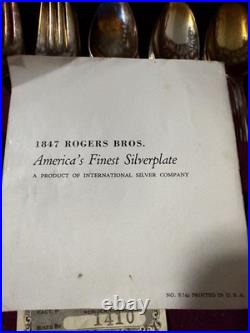 1847 Rogers Bros Silverplate Flatware Set 52 Pc Service for 8 w Chest Vintage IS