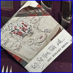 1847 Rogers Bros Silverplate Flatware Set Eternally Yours 7O Pieces With Box