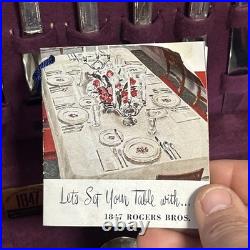 1847 Rogers Bros Silverplate Flatware Set Eternally Yours 7O Pieces With Box