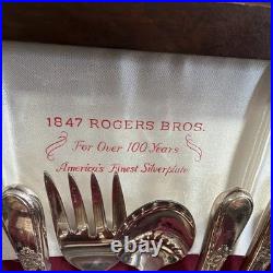 1847 Rogers Bros Silverplate Flatware Set with Wood Case & Guarantee Card