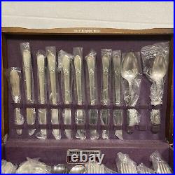 1847 Rogers Bros Silverplate Flatware with Walnut Chest