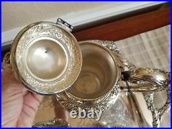 1847 Rogers Bros Silverplate Tea Coffee Service 6 piece set creamer sugar tray