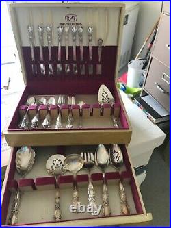 1847 Rogers Bros Silverplated Flatware and Chest Heritage Pattern