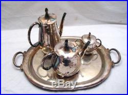 1847 Rogers Bros Springtime Silver Plate Coffee Tea Serving Set withTray