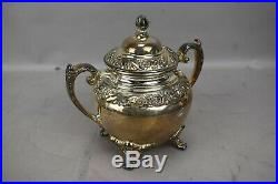 1847 Rogers Bros Tea Coffee Set HERITAGE Pattern Silver Plate Floral 6pc