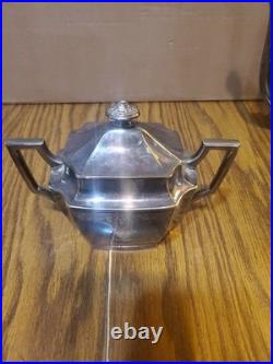 1847 Rogers Bros Tea Set Three-Piece Silver Plate'Ancestral' Pattern