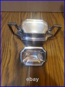1847 Rogers Bros Tea Set Three-Piece Silver Plate'Ancestral' Pattern