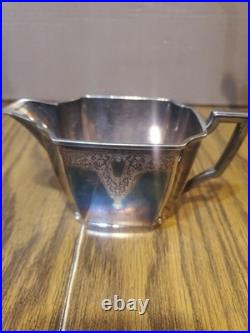 1847 Rogers Bros Tea Set Three-Piece Silver Plate'Ancestral' Pattern