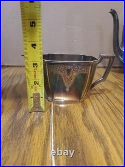 1847 Rogers Bros Tea Set Three-Piece Silver Plate'Ancestral' Pattern