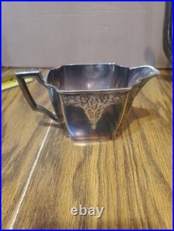 1847 Rogers Bros Tea Set Three-Piece Silver Plate'Ancestral' Pattern
