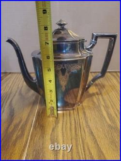 1847 Rogers Bros Tea Set Three-Piece Silver Plate'Ancestral' Pattern