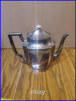 1847 Rogers Bros Tea Set Three-Piece Silver Plate'Ancestral' Pattern