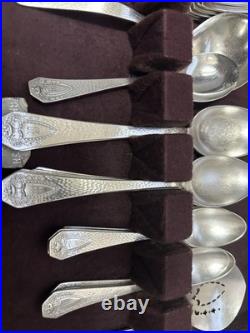 1847 Rogers Bros Triple X3 Silver Plate Monogrammed W Heraldic 1916 Introduced