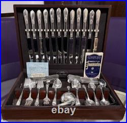 1847 Rogers Bros Vintage Silver Plate 1957 Adoration 91-Pc Flatware Set For 12