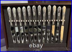 1847 Rogers Bros Vintage Silver Plate 1957 Adoration 91-Pc Flatware Set For 12
